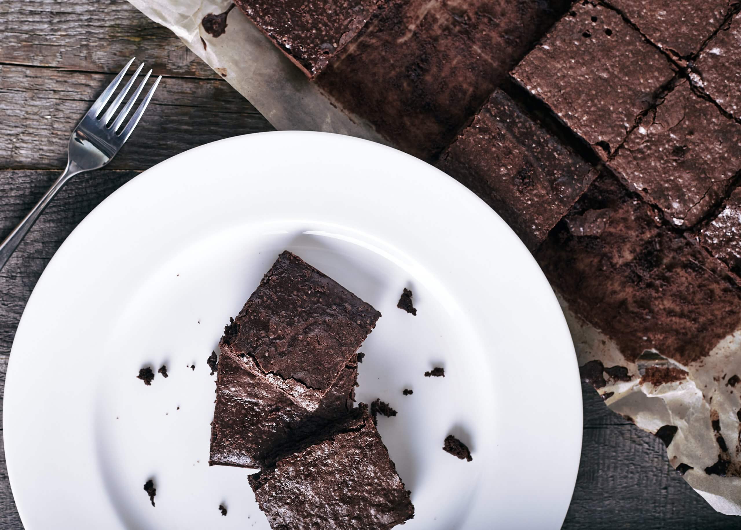 Brownies on a while plate