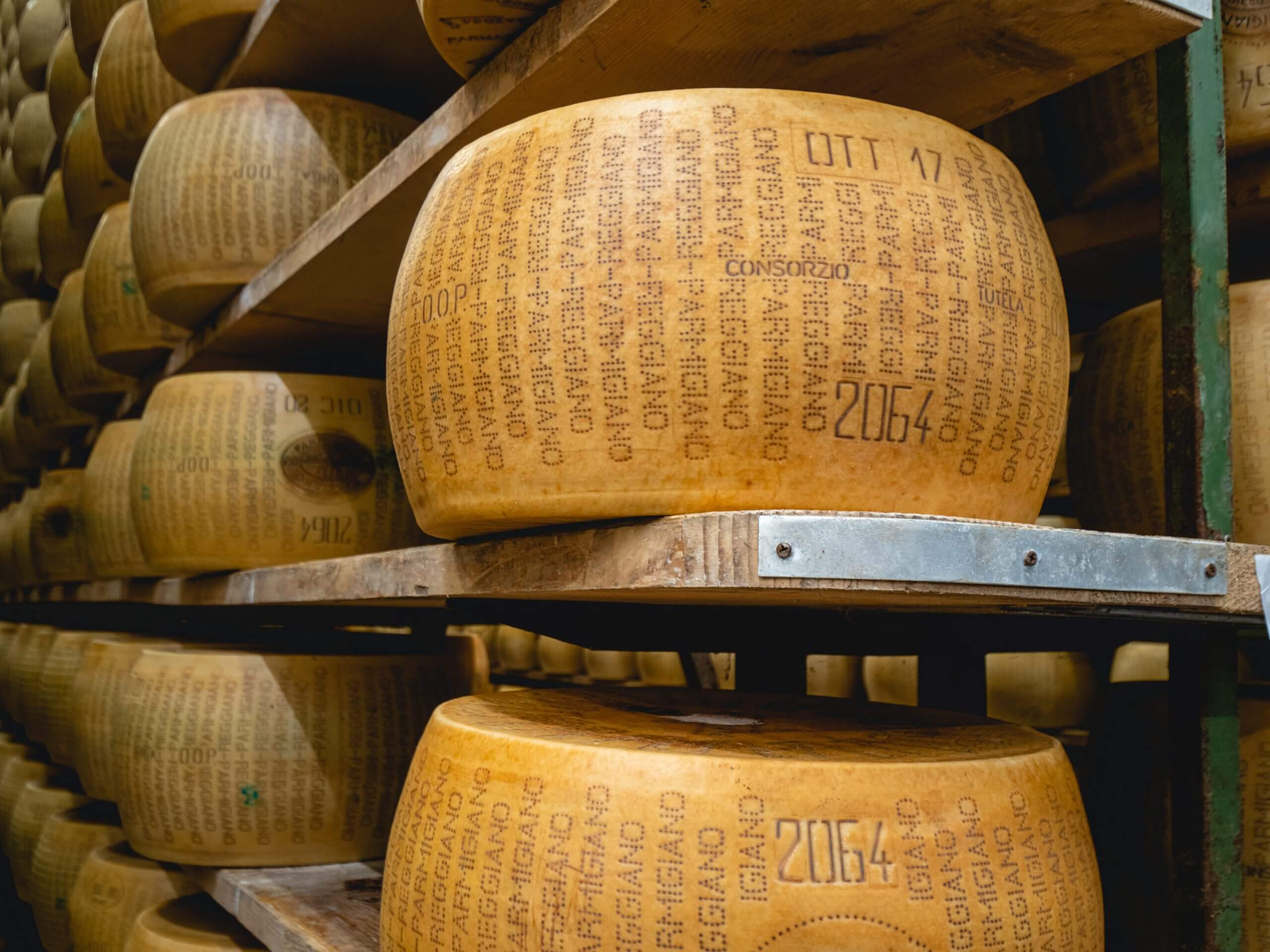 wheels of certified parmesan parmigiano reggiano 