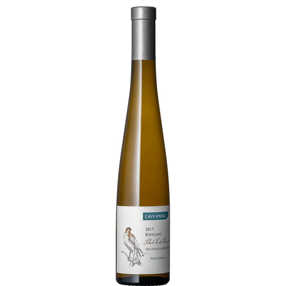 A bottle of white wine with a silver cap and white label
