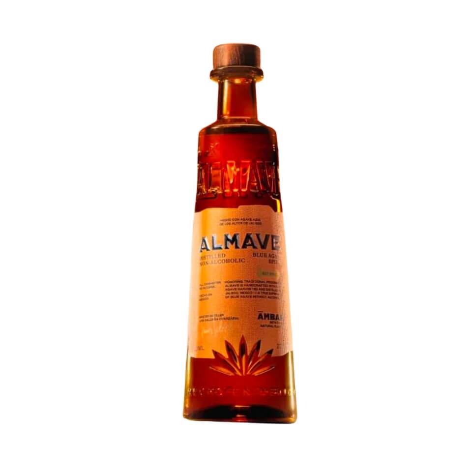 An amber bottle with an orange label