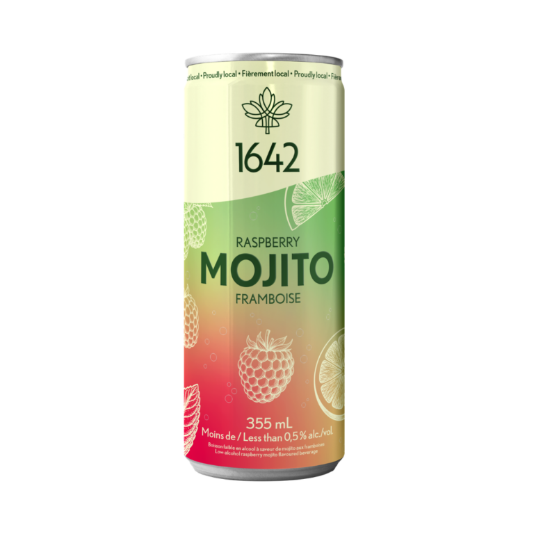 Can of ready to drink 1642 Raspberry Mojito cocktail