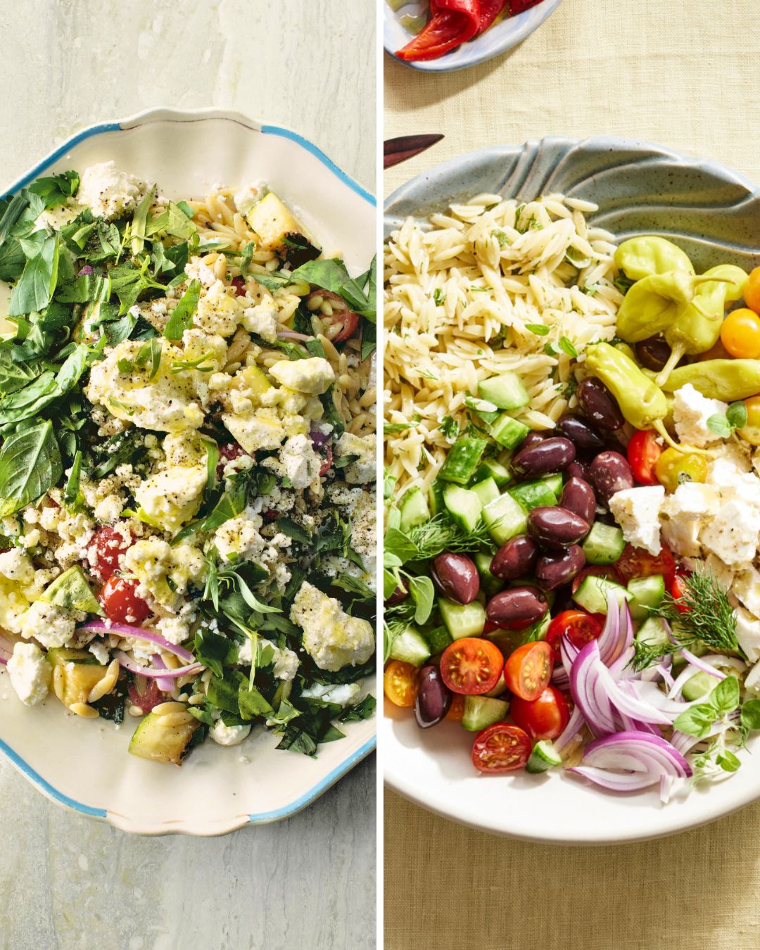 From Greek orzo salad to spicy green fregola, these fresh pasta salad recipes are perfect for summer BBQs, picnics, potlucks and easy make-ahead lunches.