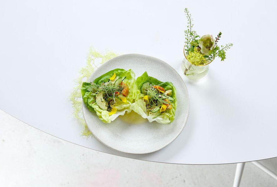 A salad on a white plate