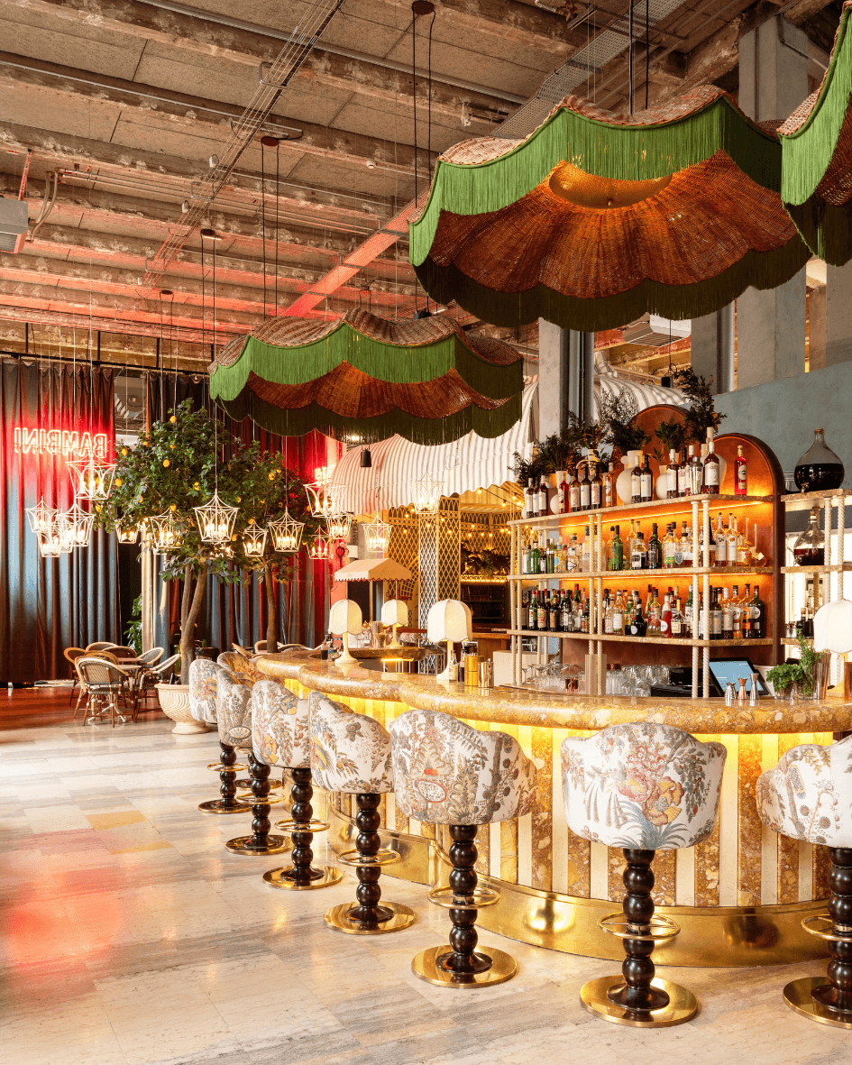 Ornate hotel bar interior