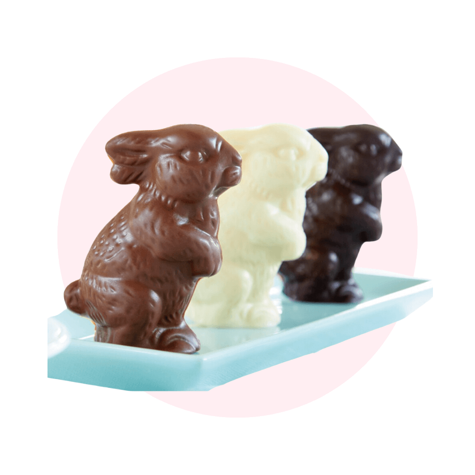 three chocolate rabbits