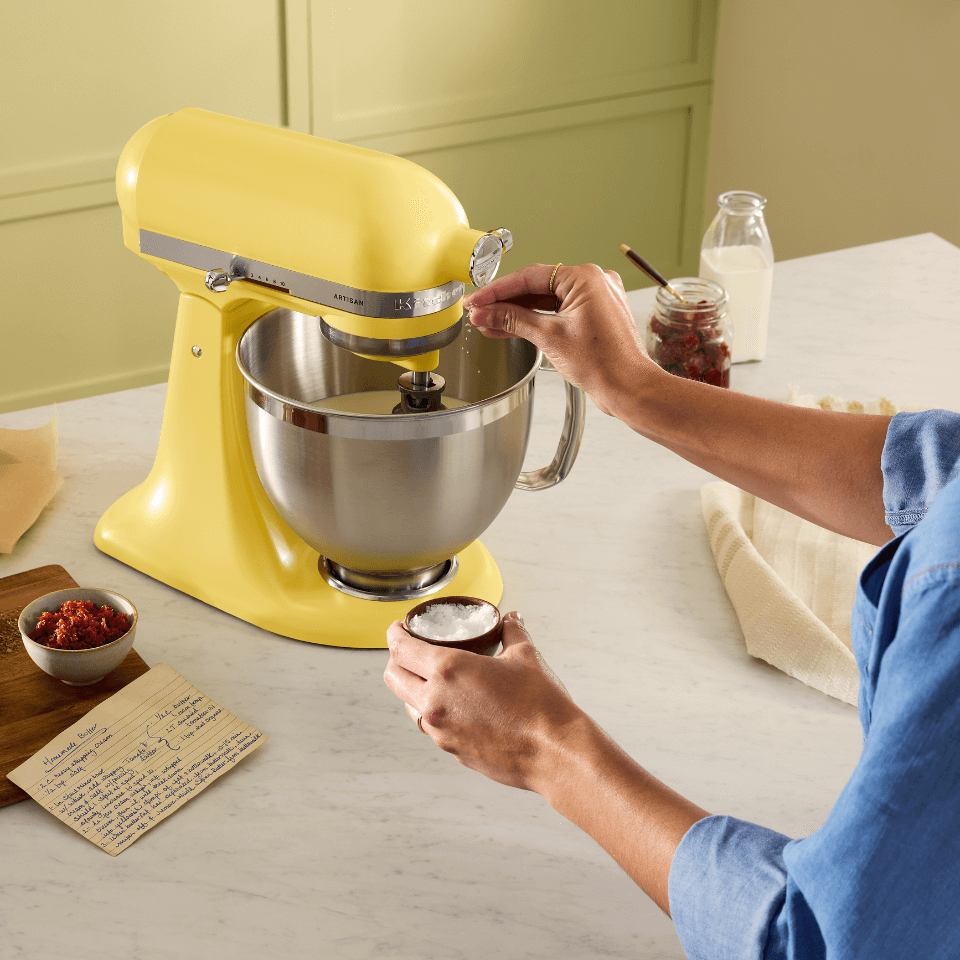 Adding salt to KitchenAid stand mixer